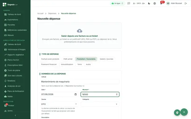 Capture d'écran de l'étape 2 de « Cómo cargar un gasto »