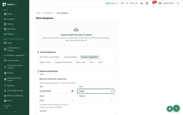 Captura de tela do passo 2 de "Cómo cargar un gasto"