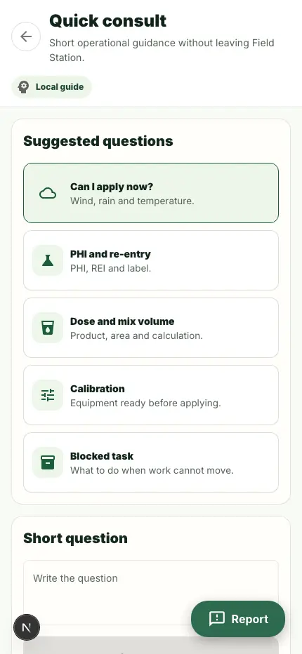 Quick consultation screen in Field Station.
