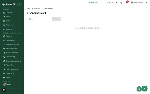 Finanzbericht innerhalb von Segesio.