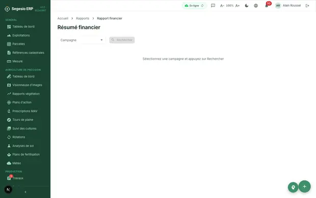 Rapport financier dans Segesio.