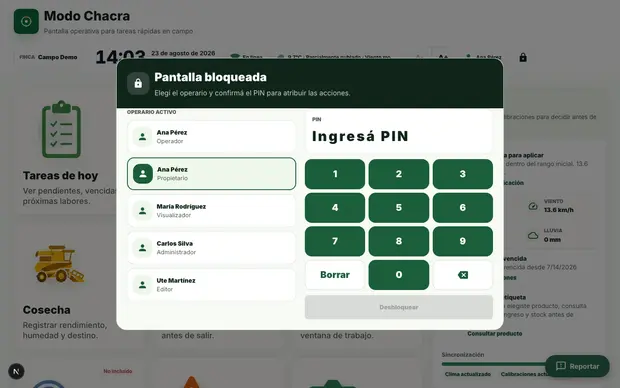 Captura del producto: Operaciones de campo