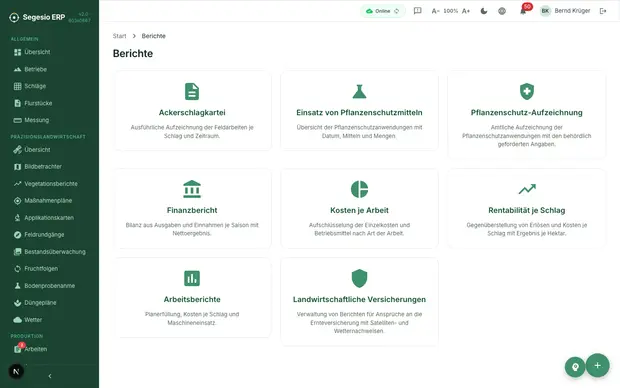 Produkt-Screenshot: Berichte und Auswertung