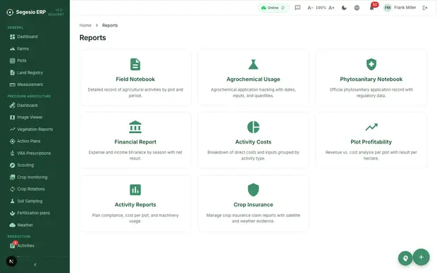 Product screenshot: Reports and analysis
