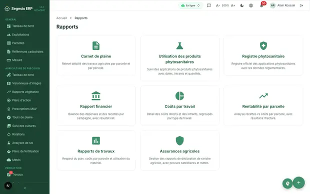 Capture du produit : Rapports et analyses